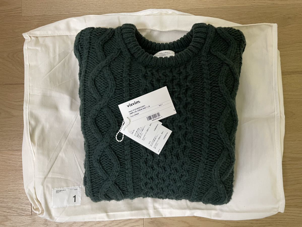 人気ショップ visvim 21FW spot AMPLUS CREW KNIT L/S GREEN サイズ1