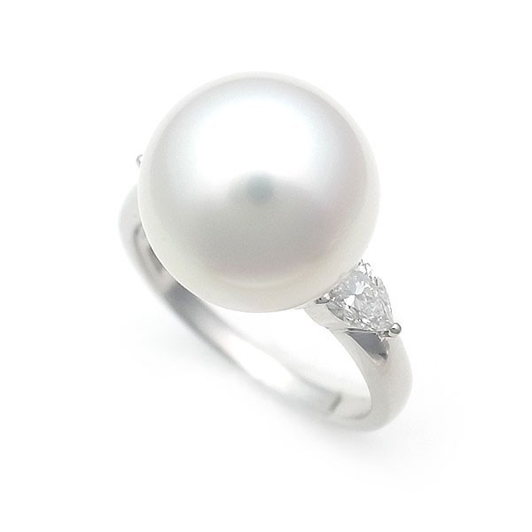 アメリカ通販ファッション 【緑屋質屋】田崎(タサキ・TASAKI) 南洋パールリング 12.5mm ダイヤ入り Pt900【中古】 指輪