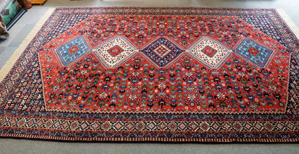 高品質 ペルシャ手織り絨毯 304×204cm ヤラメ トライバルラグ_画像10