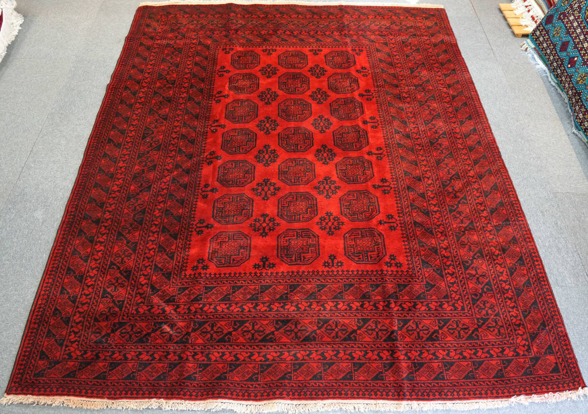 通販即納 アフガニスタントライバルラグ 手織り絨毯 size:115×77cm