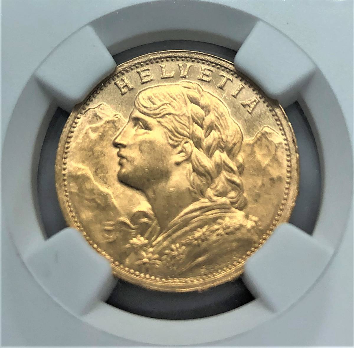 【金価格上昇 金貨 アルプスの少女】1898年 スイス 20フラン NGC MS65 金貨 ヘルベティア アルプスの少女 ブレネリ アンティークコイン