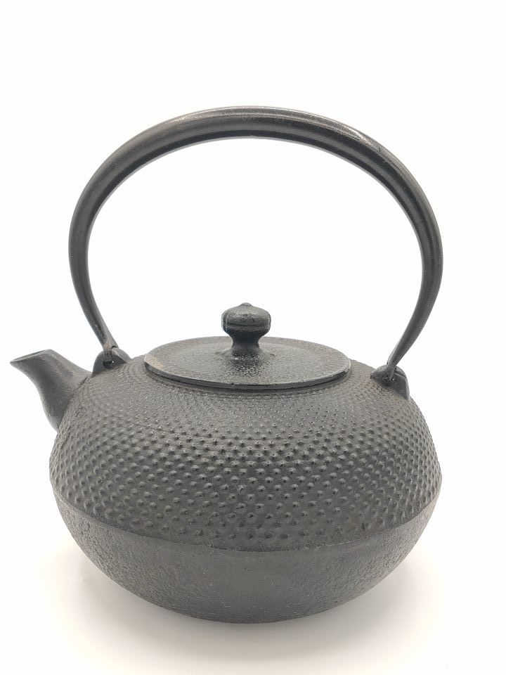 N27737 南部宝生堂南部鉄器鉄瓶あられ模様丸平型茶道具茶器急須鉄