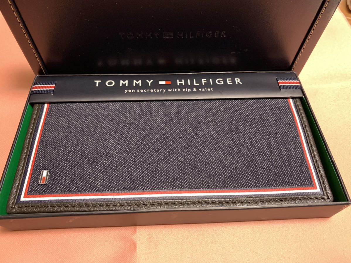トミーヒルフィガー 長財布 31TL190005 デニム レザー TOMMY HILFIGER 長札 二つ折 小銭入れあり メンズ 新品未使用品の画像1
