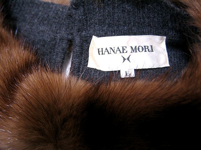 高級品 HANAE MORI ハナエモリ ビーズ装飾 ミンク付きのカシミヤ100%のニット セーター_画像5
