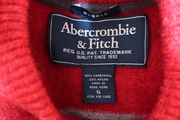 2-3921A/ Abercrombie & Fitch шерсть . окантовка вязаный Hong Kong производства ABERCROMBIE&FITCH Old свитер 