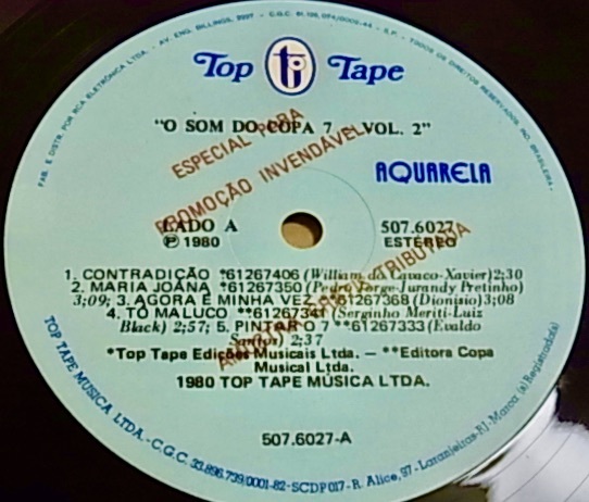 BRA盤80年オリジ！大所帯バイリ系バンドのブラジリアン ファンキー メロウグルーヴの秀作！Copa 7 /O Som Do Copa 7 Vol. 2の画像3