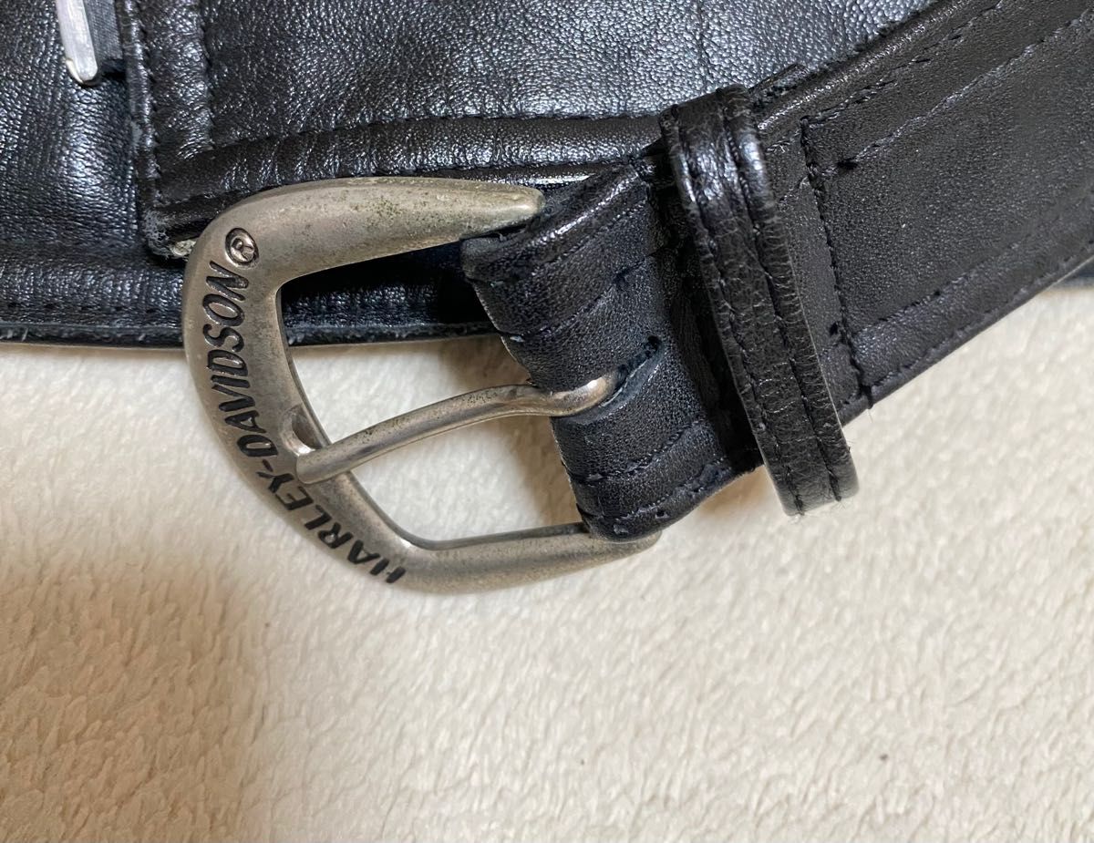美品 本革 ロゴ型押し 立体ロゴ ハーレーダビッドソン レザージャケット 黒 HARLEY-DAVIDSON ライダースジャケット