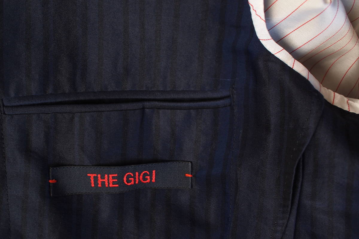 新品タグ付 イタリア製 THE GIGI DEGAS 春夏 コットンラミー混 ネイビー系 ストライプ 3B ジャケット 50(L～XL)元BOGLIOLIデザイナ