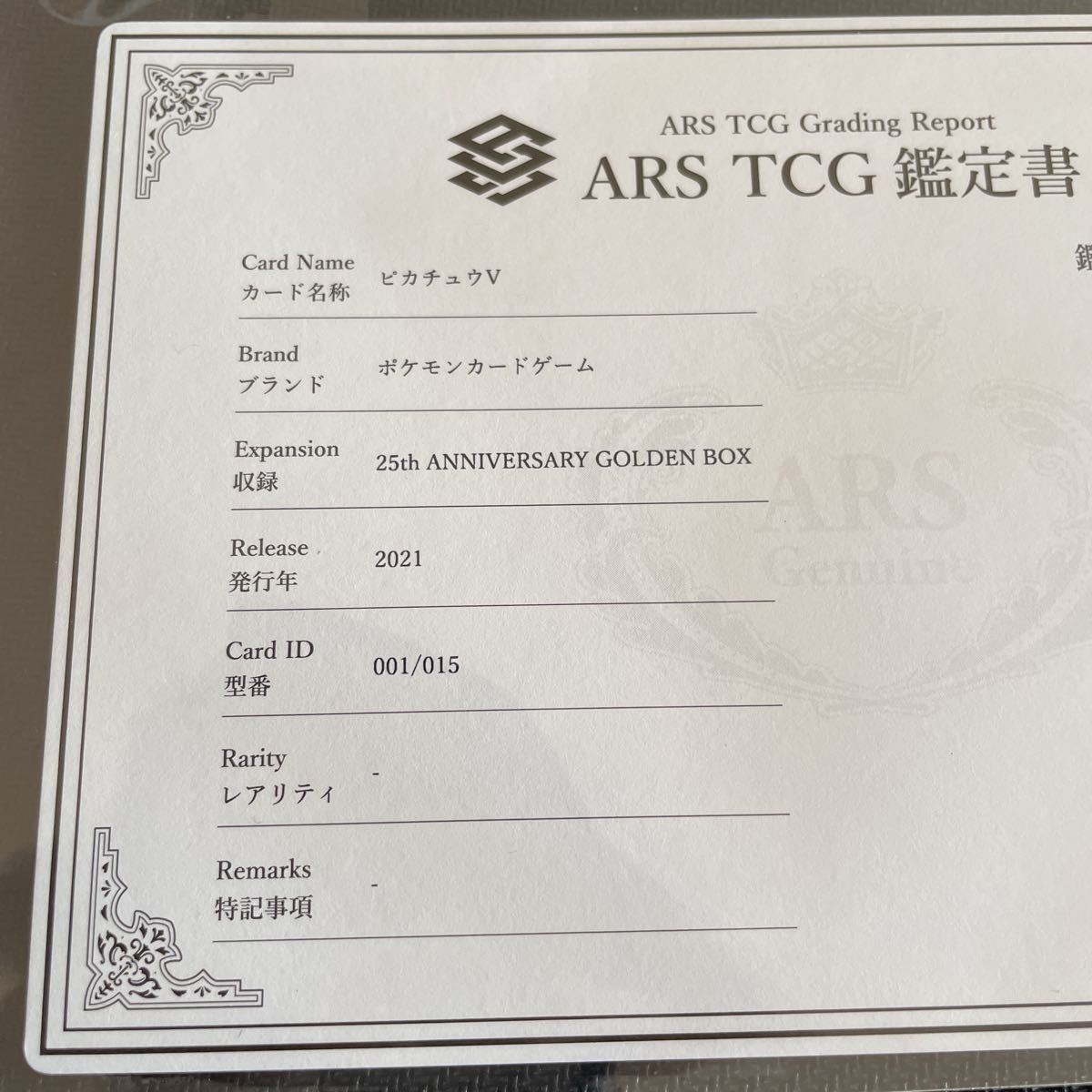 ARS10 ポケモンカード ピカチュウ 25th anniversary プロモ ARS 鑑定 PSA GOLDEN BOX ゴールデンボックス 鑑定書つき