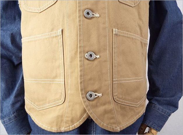 【送料無料 37%OFF】HOUSTON ヒューストン ヴィンテージオックス ワークベスト WORK VEST 日本製 NO.50481 KHAKI_Mサイズ_画像3