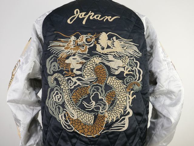 【送料無料 25%OFF】HOUSTON ヒューストン レーヨン キルティング スカジャン SOUVENIR JACKET 「DRAGON柄」 NO.51215 BLACK_Lsize_画像2