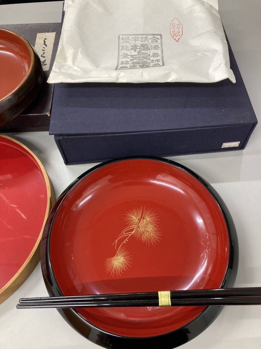 新作商品も続々入荷中! 輪島塗 漆器 三段重 菓子箱 菓子皿5皿 お茶