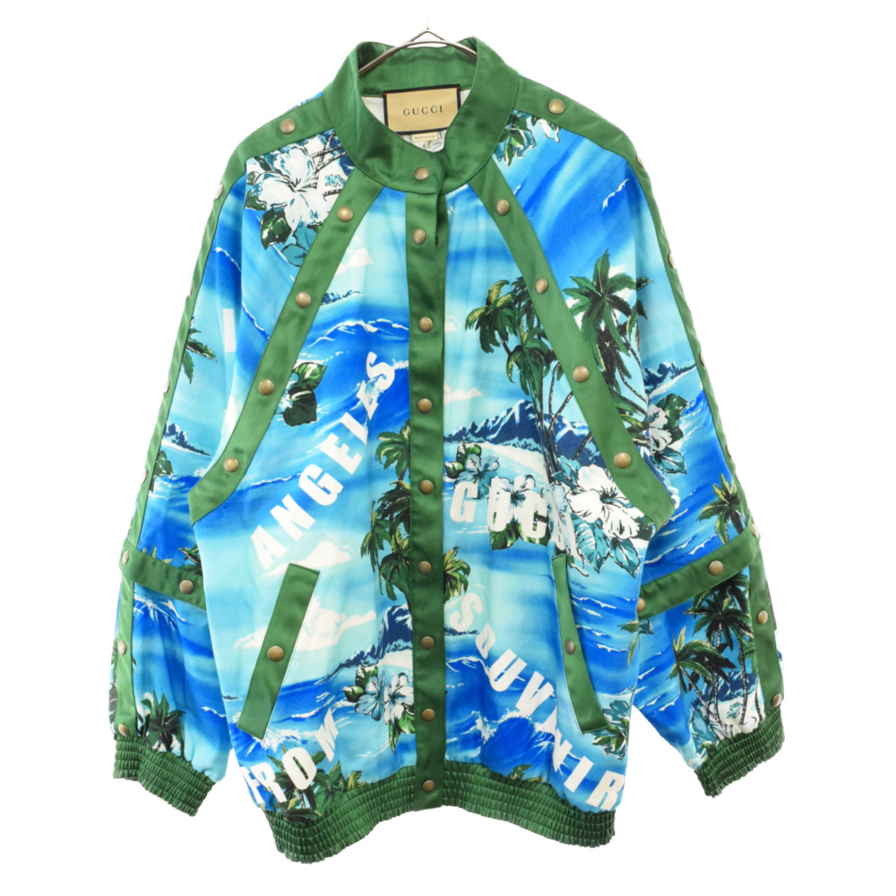 グッチ Printed Cotton Jacket XJEAR オーシャンプリント コットンジャケット ブルー/グリーン