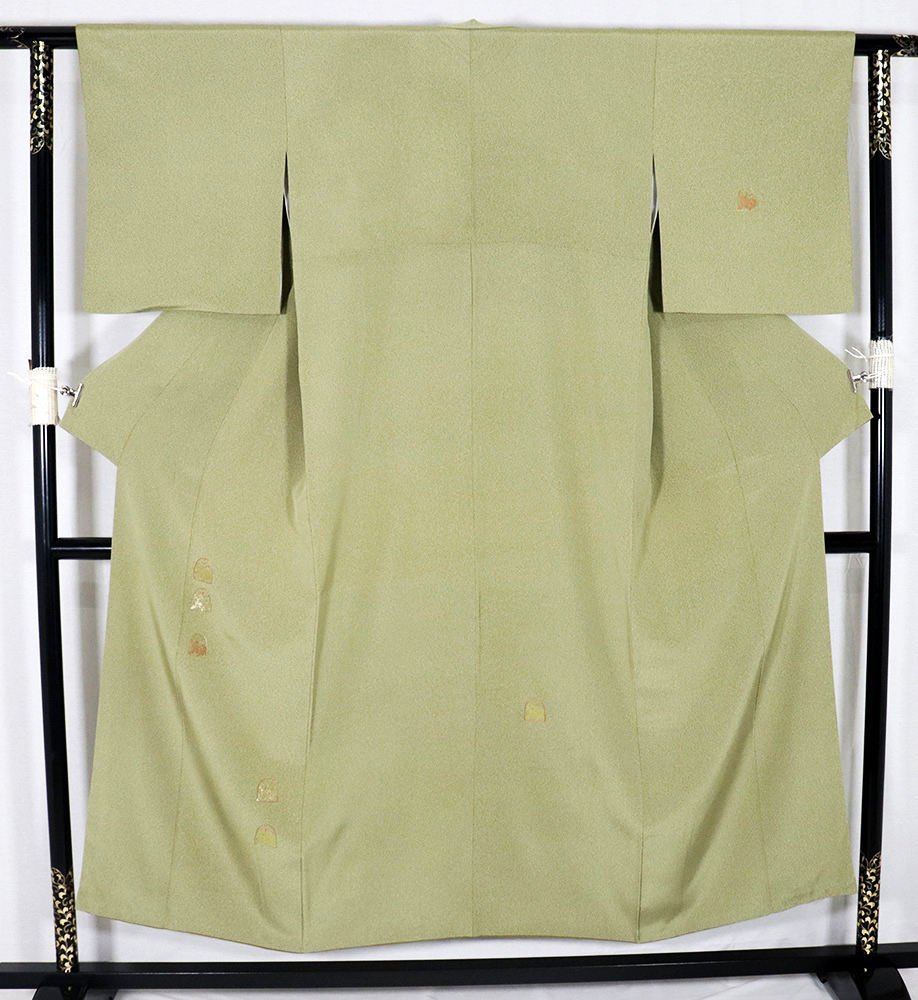 新版 竹屋町刺繍 薄緑 正絹 袷 訪問着 兎 送料無料 50代 40代 30代