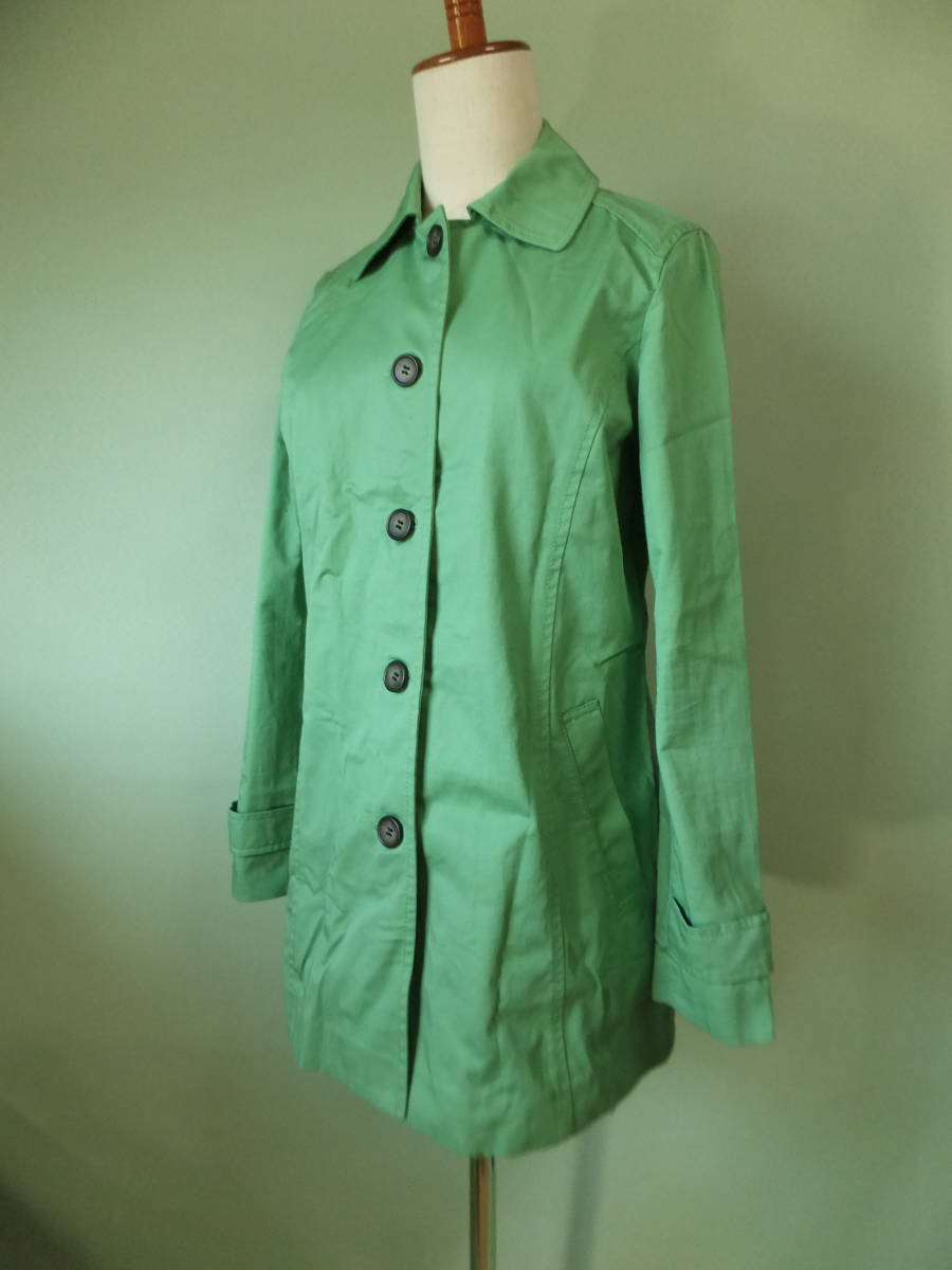 ・◎UNIQLO ユニクロ　ステンカラーコート　コート　ミドル丈コート　グリーン色　Sサイズ　綿100％　60_画像3