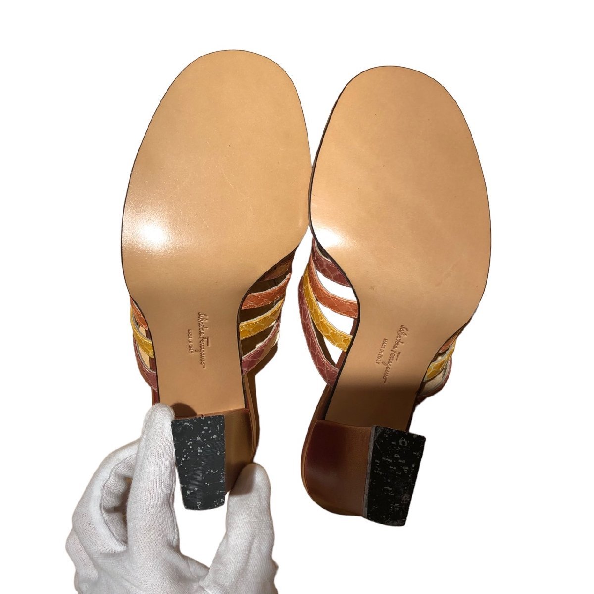 Salvatore Ferragamo フェラガモ ヒールサンダル オレンジ系 美品