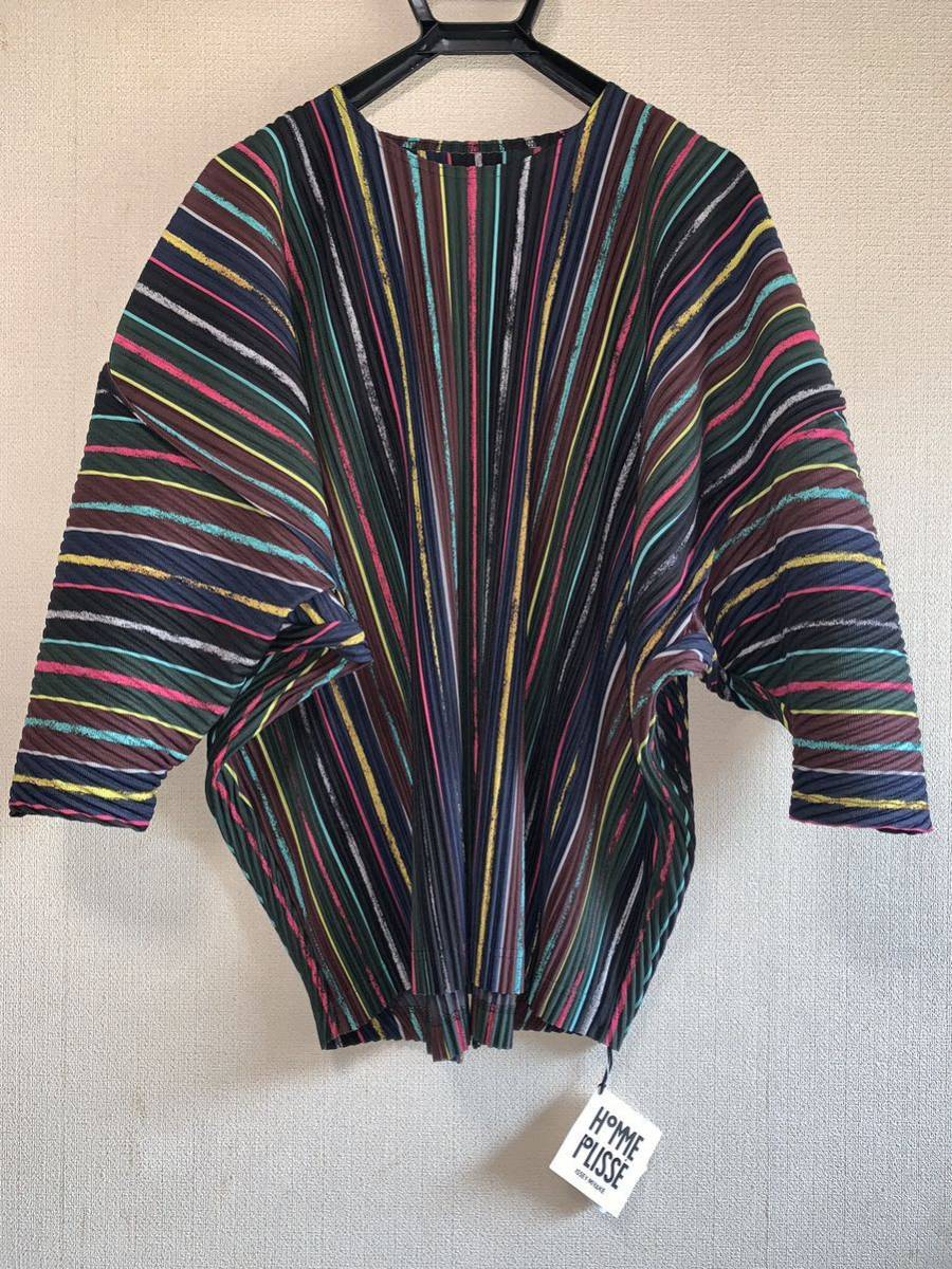 オムプリッセイッセイミヤケ HOMME PLISSE ISSEY MIYAKE パステルストライプ カットソー Tシャツ オムプリッセ イッセイミヤケ プリーツ