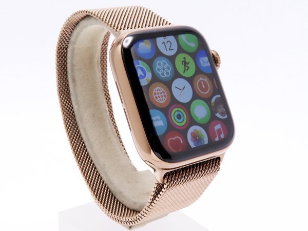 1円~ 質流れ Apple Watch Series 4 ステンレス 44mm GPS+Cellularモデル ゴールドミラネーゼループ MTX52J/A アップル スマートウォッチ
