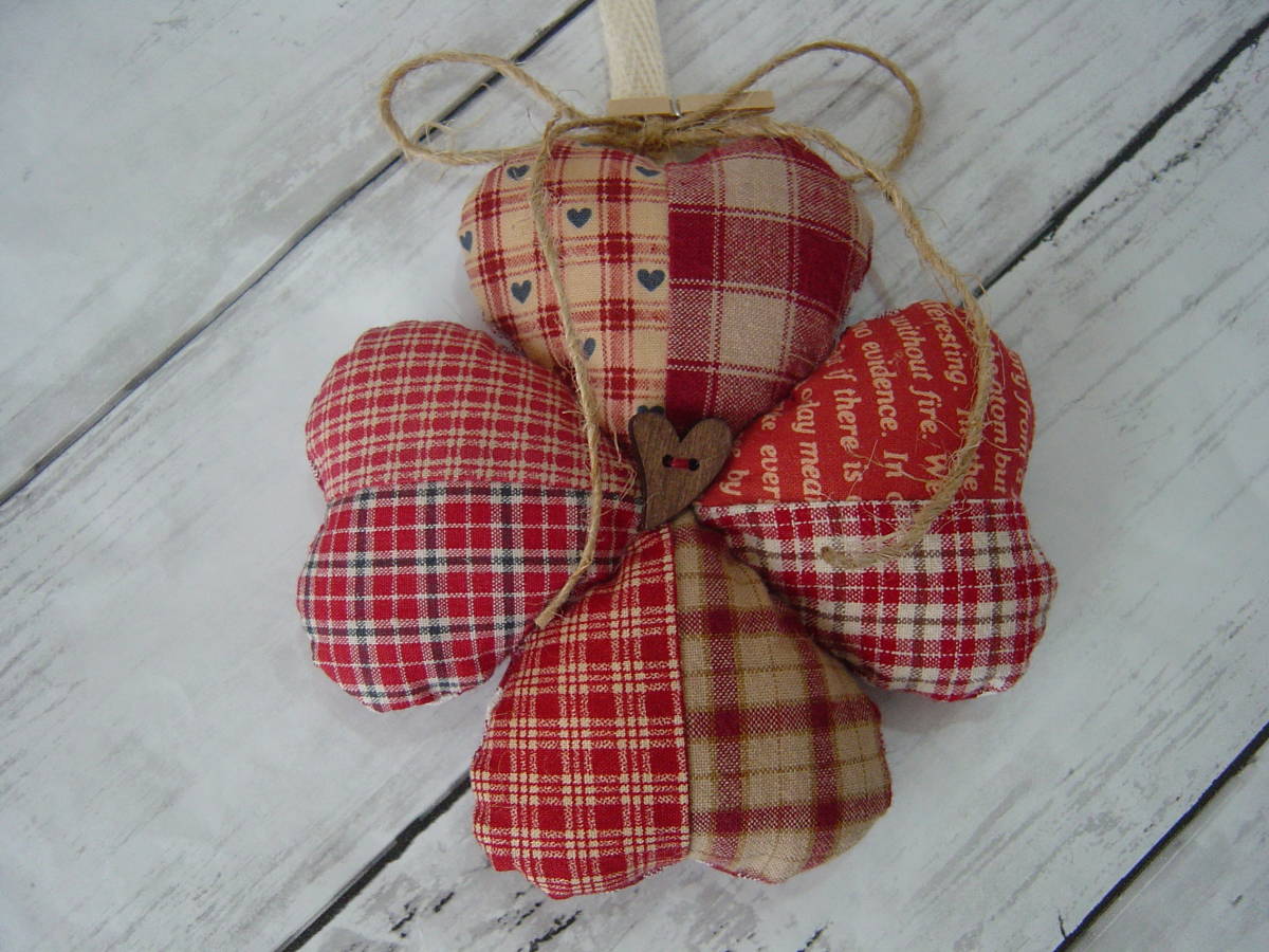 カントリー雑貨☆ハンドメイド☆ハート/壁掛けオーナメント(赤系