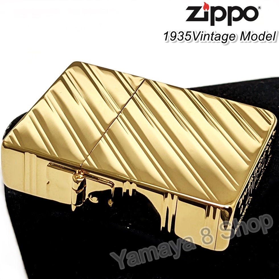 安心 保証 ZIPPO 1935復刻 五面ダイアゴナルカット ゴールド ジッポー ライター 通販