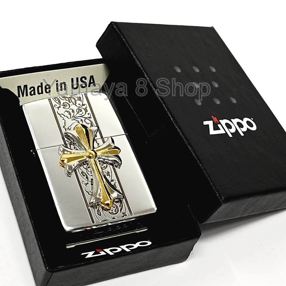 新品 ZIPPO クロスコンビメタル アラベスク装飾 SV ジッポー ライター