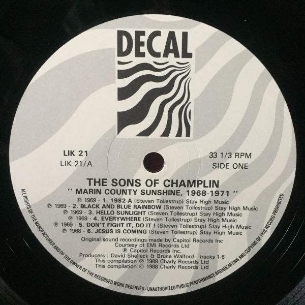 【美盤★LP】MARIN COUNTY SUNSHINE「THE SONGS OF CHAMPLIN」1968-1971 US アナログ レコード_画像3