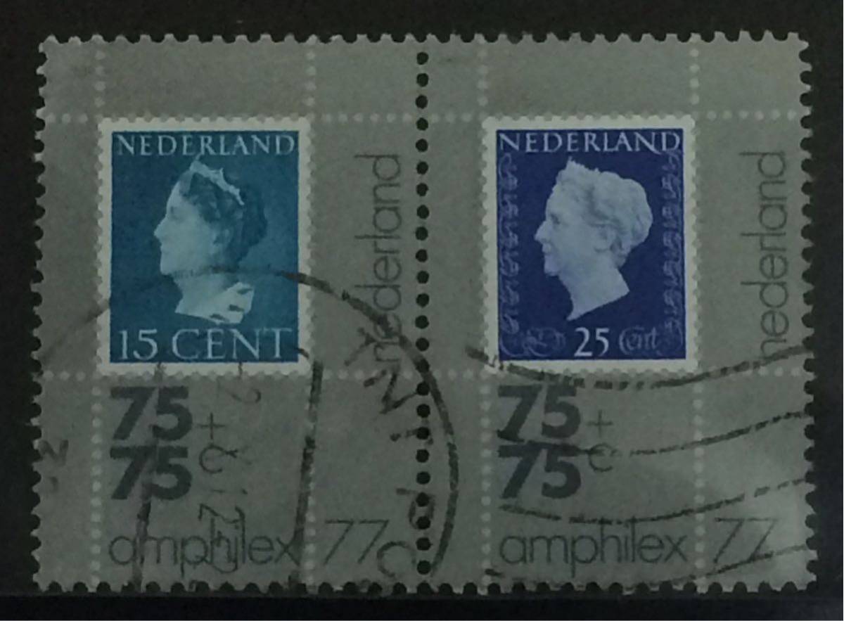 オランダ切手1976年★切手の切手(1940,1947)75c+75c 連刷_画像1