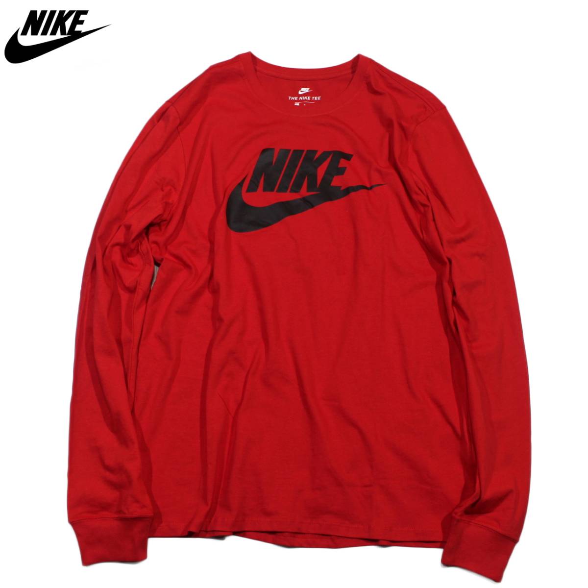 【新品】ナイキ フューチュラ 長袖 Tシャツ【657：赤】S ビッグ スウッシュ スウォッシュ ロゴ NIKE ロンT L/S_画像1