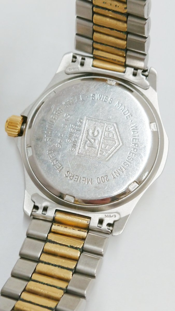 稼働品!!電池交換済み!!TAG HEUER/タグホイヤー プロフェッショナル 2000シリーズ 金色 レディース ウォッチ デイト 腕時計の画像7