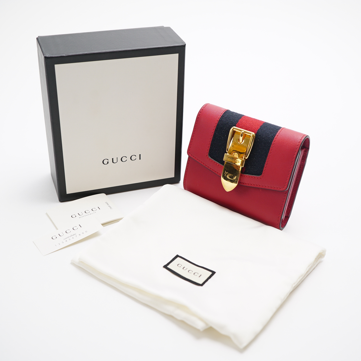 グッチ【GUCCI】 財布 シルヴィ レッド 三つ折り財布 Sylvie 付属品あり_画像10