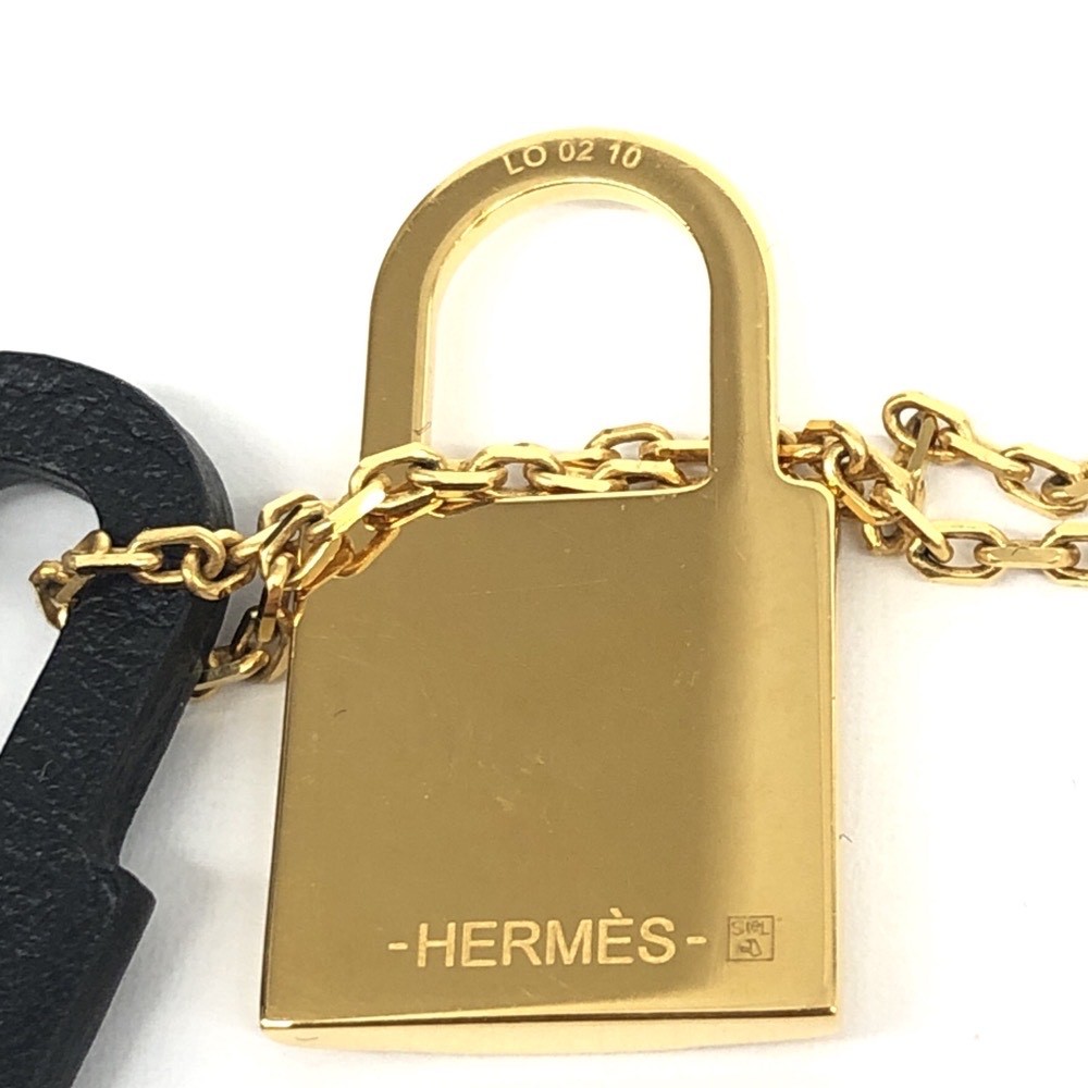 美品◇HERMES エルメス ネックレス◇ ブラック/ゴールドカラー