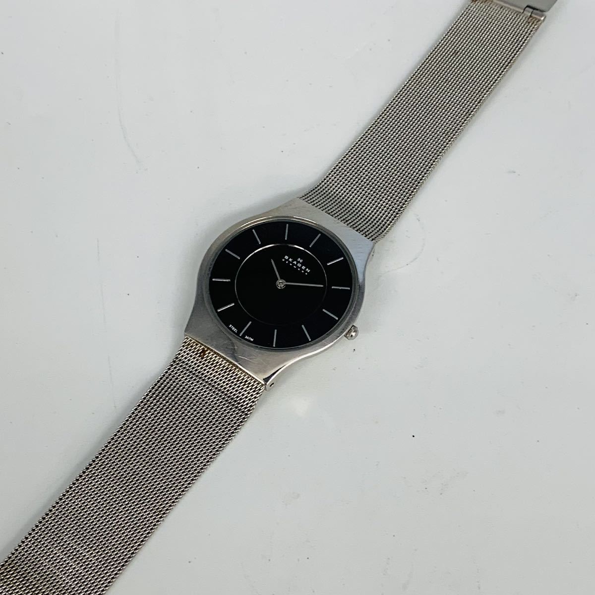 SKAGEN スカーゲン メンズ腕時計 腕時計 時計 ユニセックス クオーツ クォーツ 黒文字盤 3針 ステンレススチール デンマーク TI 69_画像6
