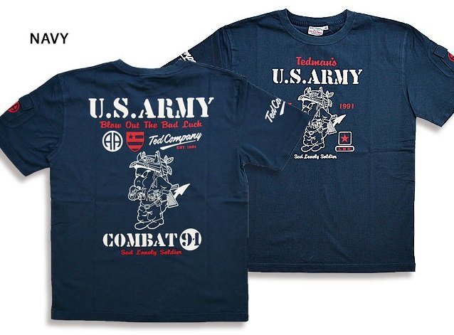 U.S.ARMY半袖Tシャツ◆TEDMAN/テッドマン ネイビーSサイズ（サイズ38）TDSS-549 エフ商会 efu アメカジ ミリタリー_画像1