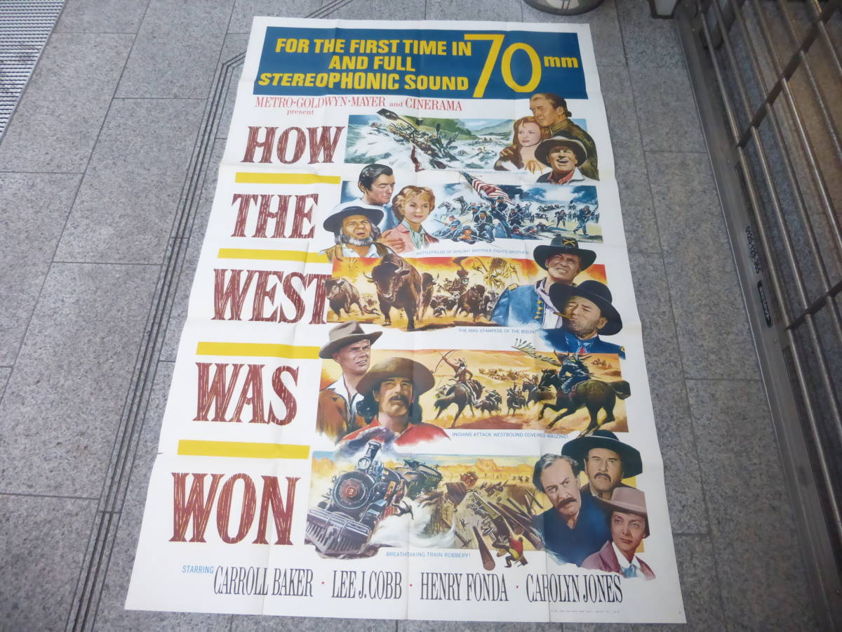 US版・巨大映画ポスター「西部開拓史」1969年リバイバル/ジェームススチュアート/キャロルベイカー/グレゴリーペック/How the West Was Won
