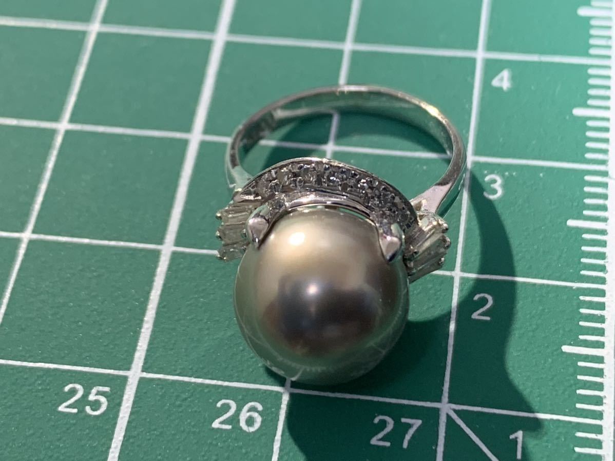 pt900/D0.28ct】リング 本真珠 ダイヤモンド 鑑定書付き 田崎