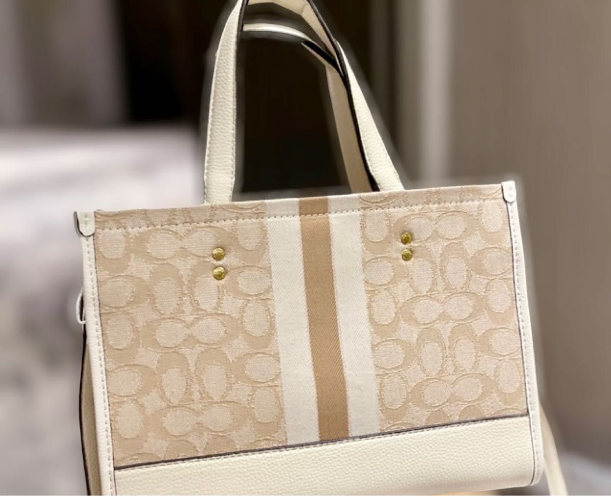 COACH コーチ シグネチャー ジャガード ショルダー トート デンプシー