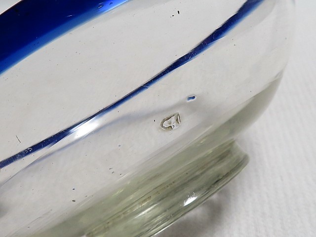 ガラス　鉢 気泡硝子 青色ガラス 時代 その1_画像5