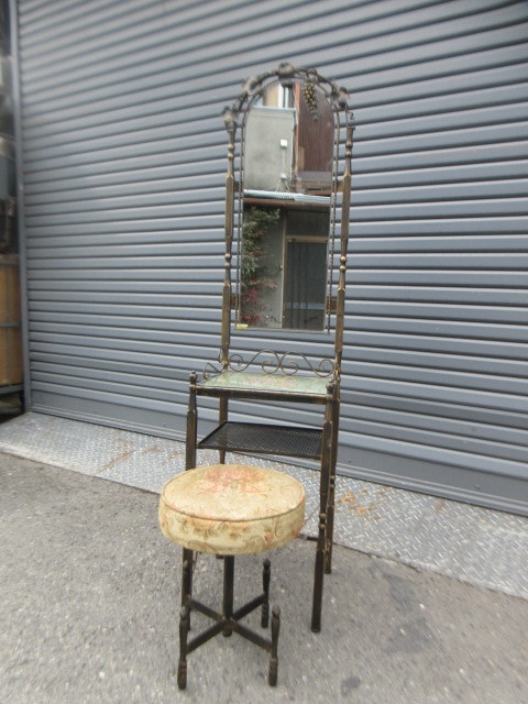 24W1473 retro! Big Ben dresser dresser dresser mirror H143cm chair attaching pickup possibility 