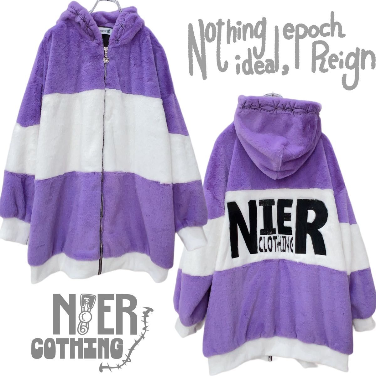 NieR BICOLORふわもこZIP OUTER【PURPLE×WHITE】｜PayPayフリマ