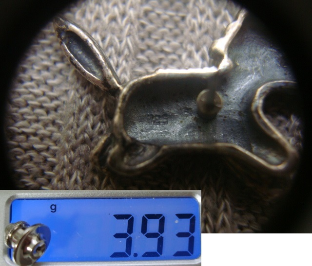 ユニコーンモチーフ ピンブローチ タイタック "925"刻印 シルバー 馬 一角獣 マルカジットの画像8