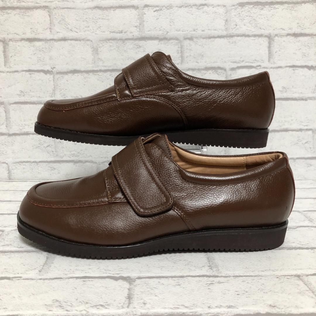 SHOEMAN 】28 国産紳士靴 ビブラム 革靴 ベルクロシューズ 茶 SHOEMAN 】28 国産紳士靴 ビブラム 革靴 ベルクロシューズ 茶