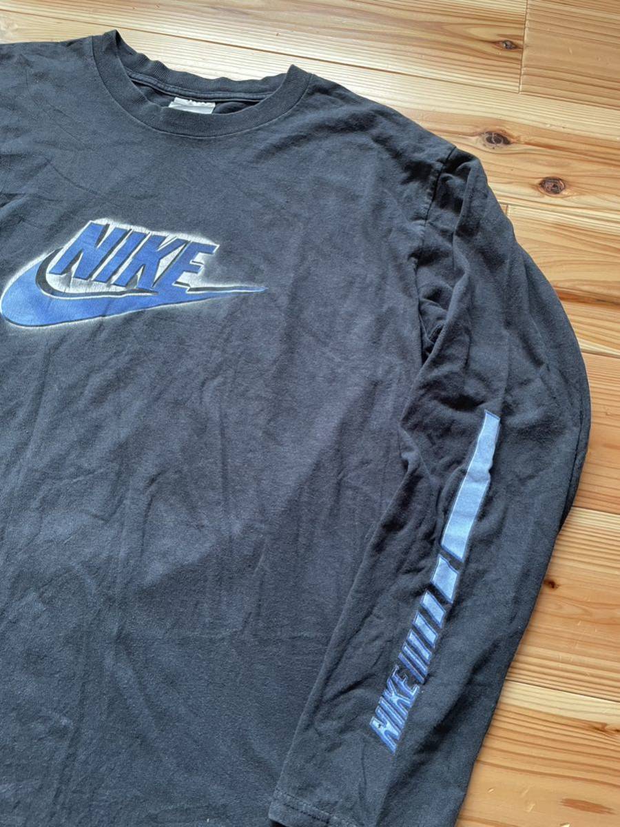 激レア NIKE ナイキ ロンt tシャツ プリント ロゴ USA製 古着-