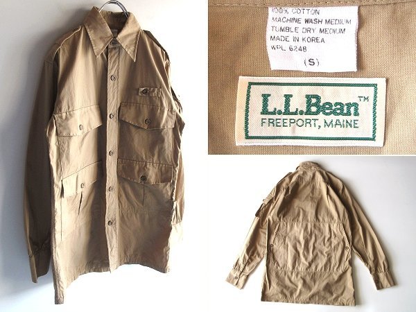 状態良好 80sビンテージ L.L.BEAN エルエルビーン コットンポプリン サファリジャケット ミリタリーシャツ S キャプテンサンシャイン元ネタ