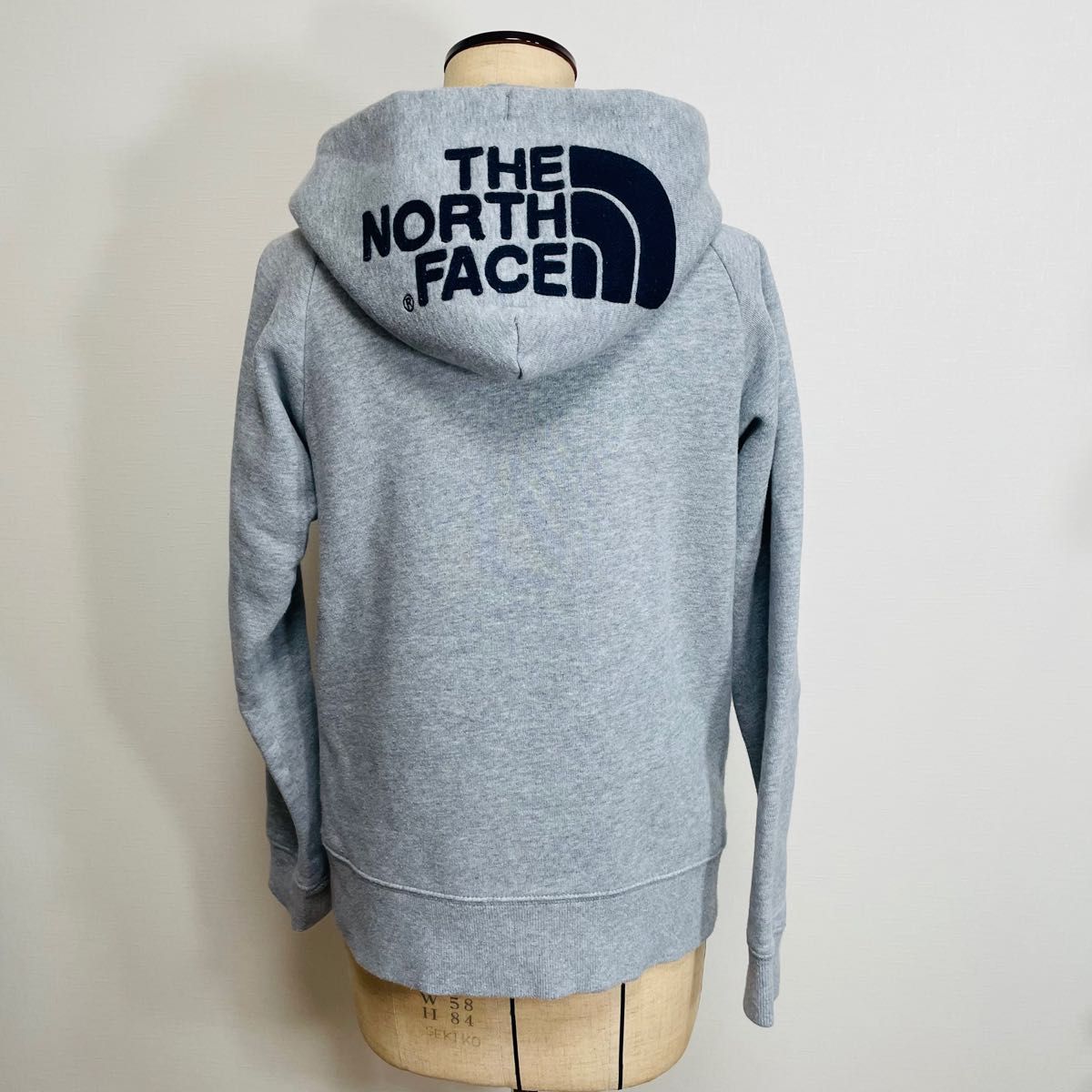 THE NORTH FACE ジップパーカー デカロゴ グレー×紺色 希少カラー