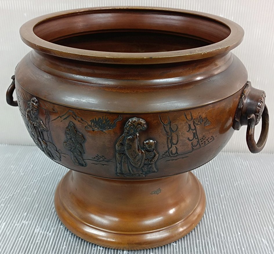 骨董品 唐銅製耳付火鉢 在銘:金屋/五郎三郎作 | www.tspea.org