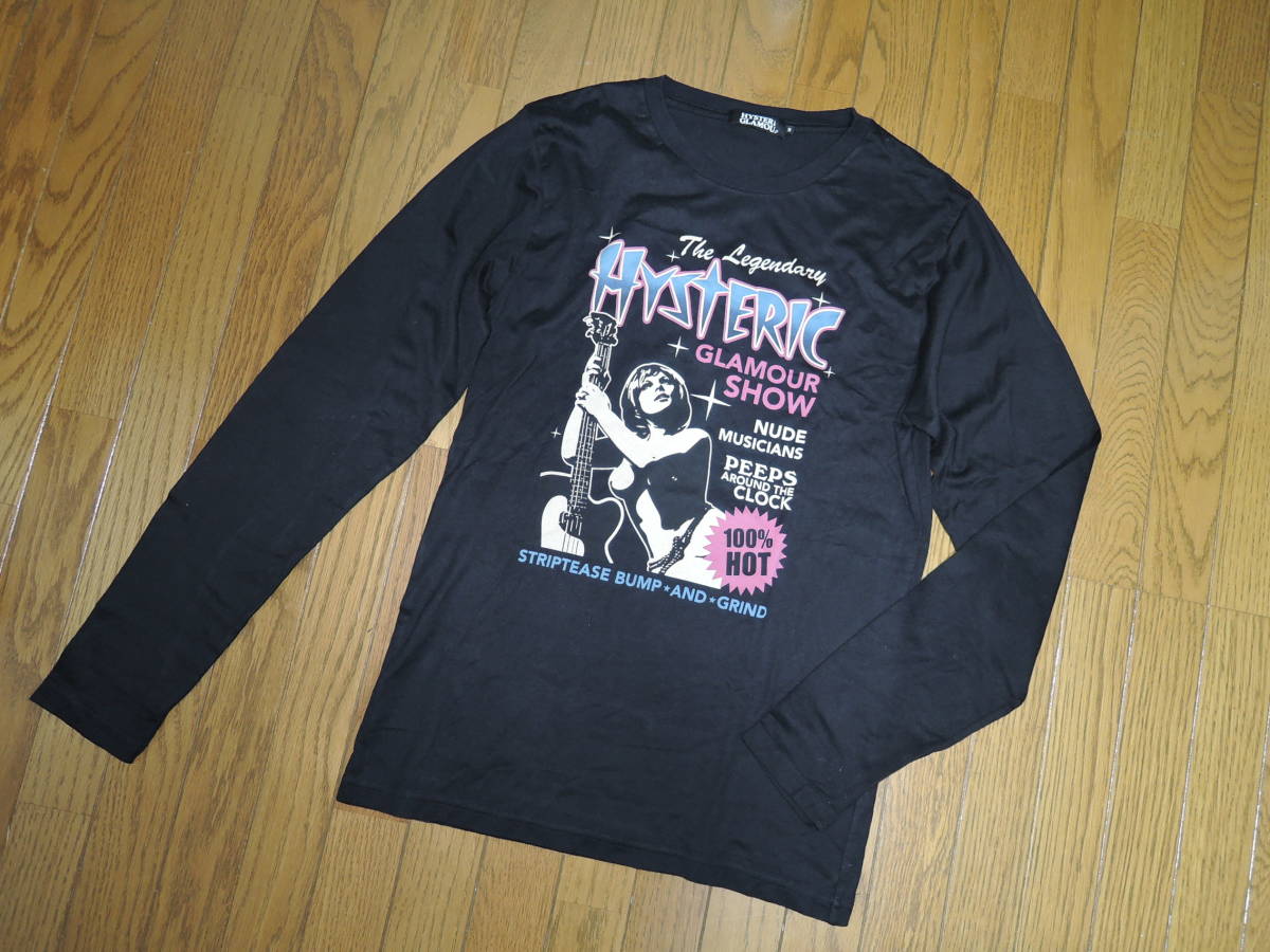  beautiful used HYSTERIC GLAMOUR Hysteric Glamour long T-shirt S black cut and sewn guitar girl Logo LOGO /