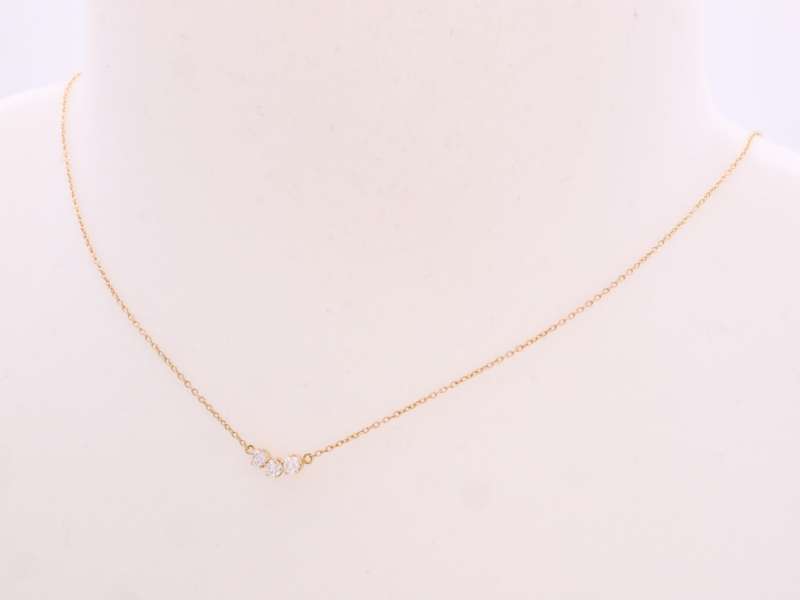 Ahkah beautiful goods to less diamond 3P design necklace 750 K18YG yellow gold 