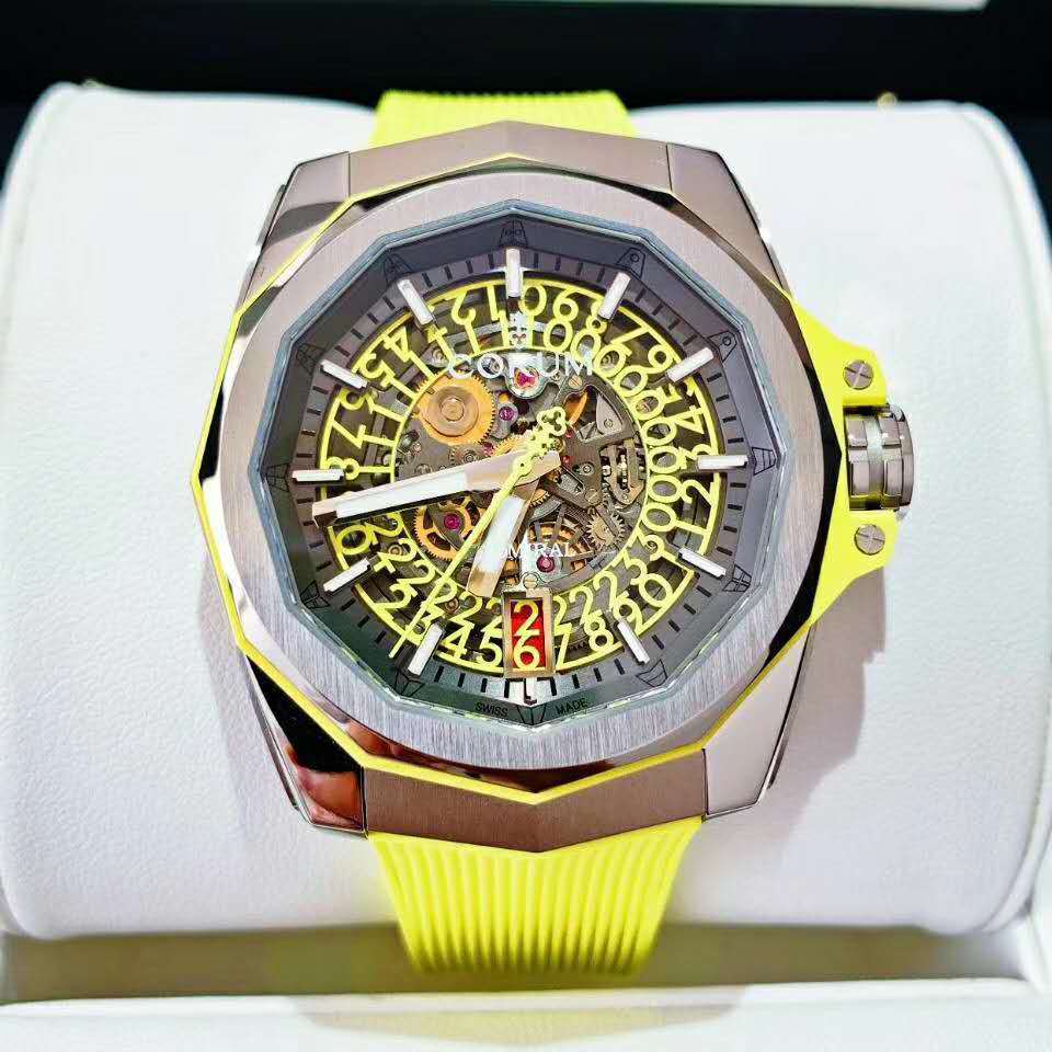 【新品】CORUM/コルム アドミラル 082.401.04/F375 FH54 チタン スケルトン イエロー文字盤 45mm 自動巻き メンズ腕時計