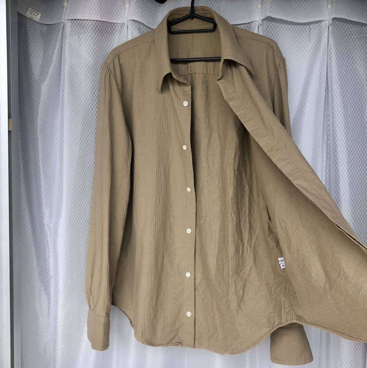 比翼仕立て BEIGE★Adam et Rope / フライフロント シャツ★flyfront フォーマル コットン 長袖シャツ トップス アダムエロペ メンズ AER