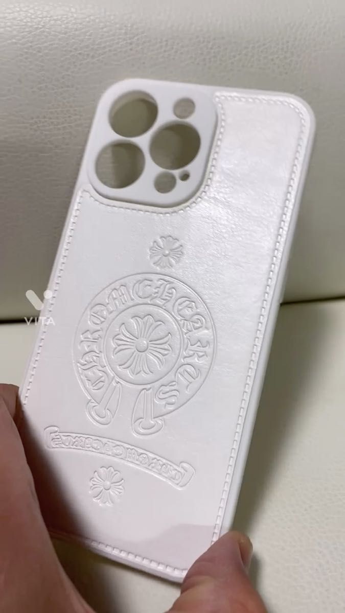 iphone13PROMAXスマホケース人気のホースシュー&クロス★ホワイト高音質BGM入り動画出品中!